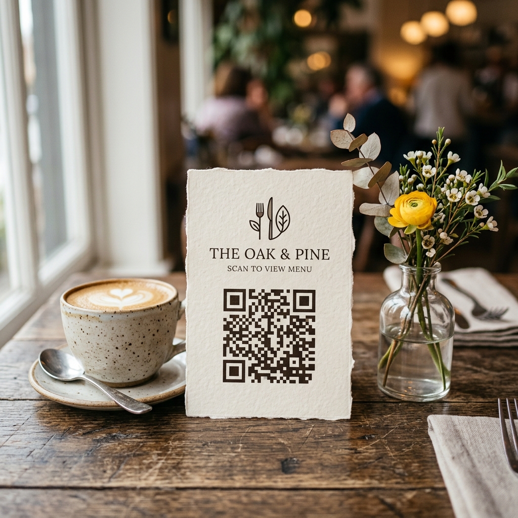 QR code menu digital di meja kafe